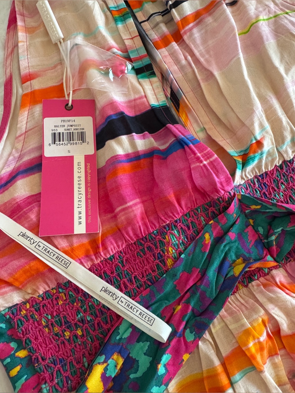 🛍️SALE🛍️Plenty by Tracy Reese Bohemian Eclectic Multicolor Halter Jumpsuit - Picture 8 of 8